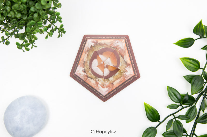 Pentagonal Orgonite Pyramid - Rose Quartz, Carnelian & Mookaite - Top