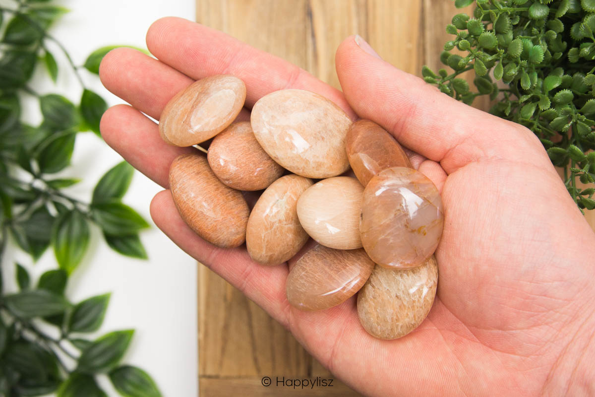 Pink Moonstone - Tumbled Stone - In Hand
