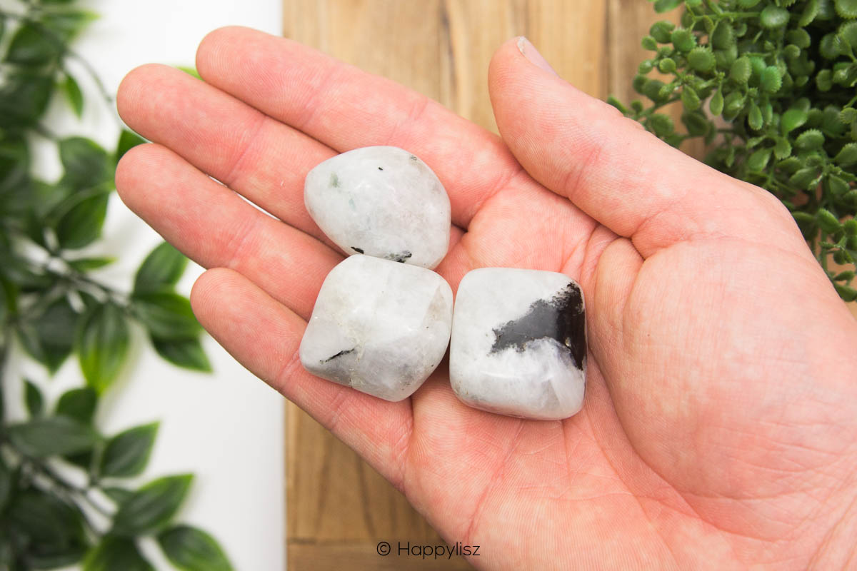 Rainbow Moonstone - Tumbled Stone - In Hand