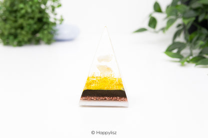 Russian Orgonite Pyramid - Clear Quartz & Honey Calcite - Side