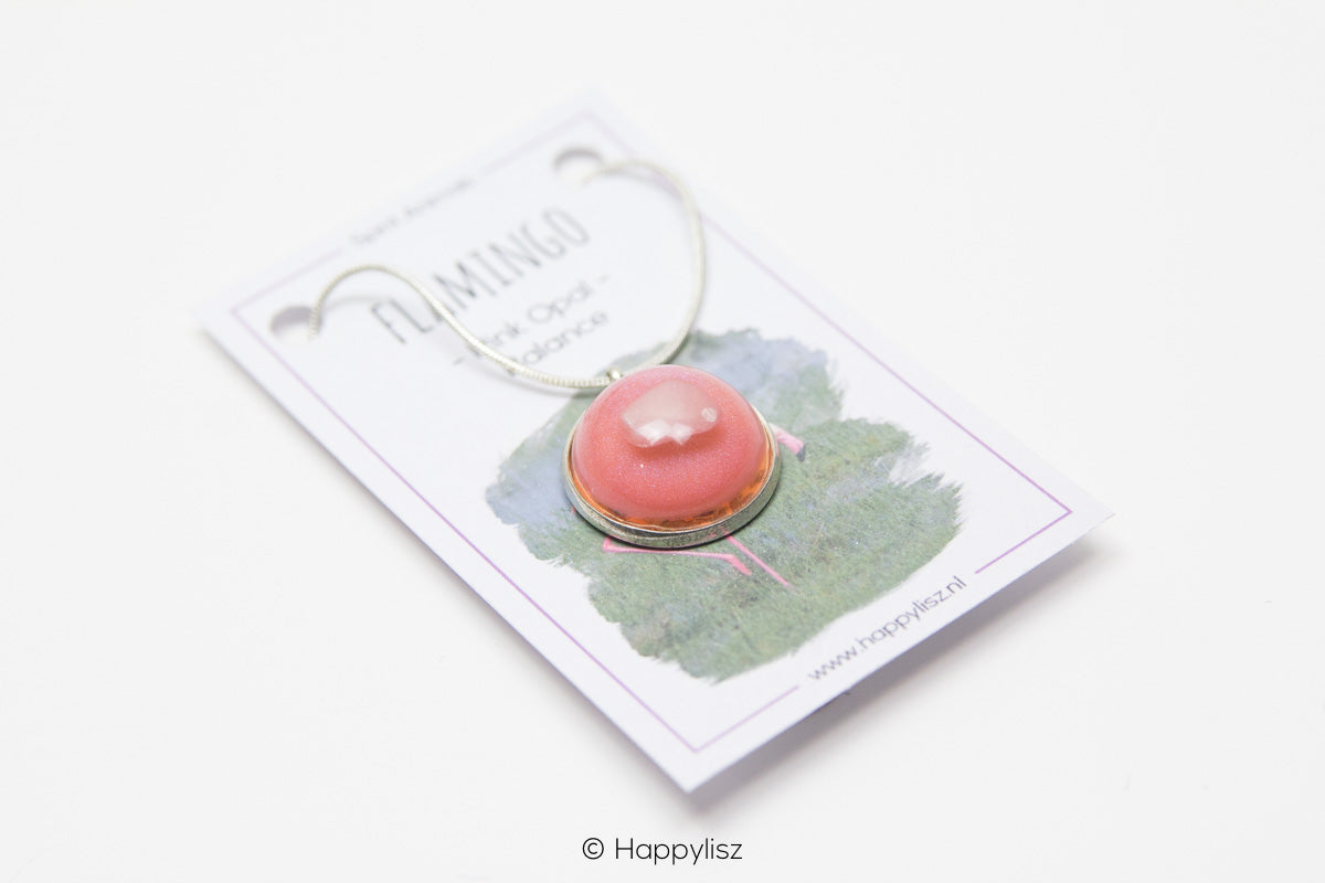 Spirit Animal Pendant - Flamingo - Pink Opal - Close