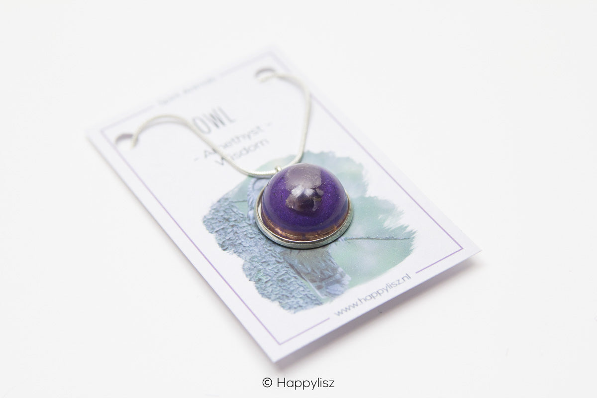 Spirit Animal Pendant - Owl - Amethyst - Close