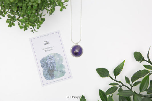 Spirit Animal Pendant - Owl - Amethyst - Top